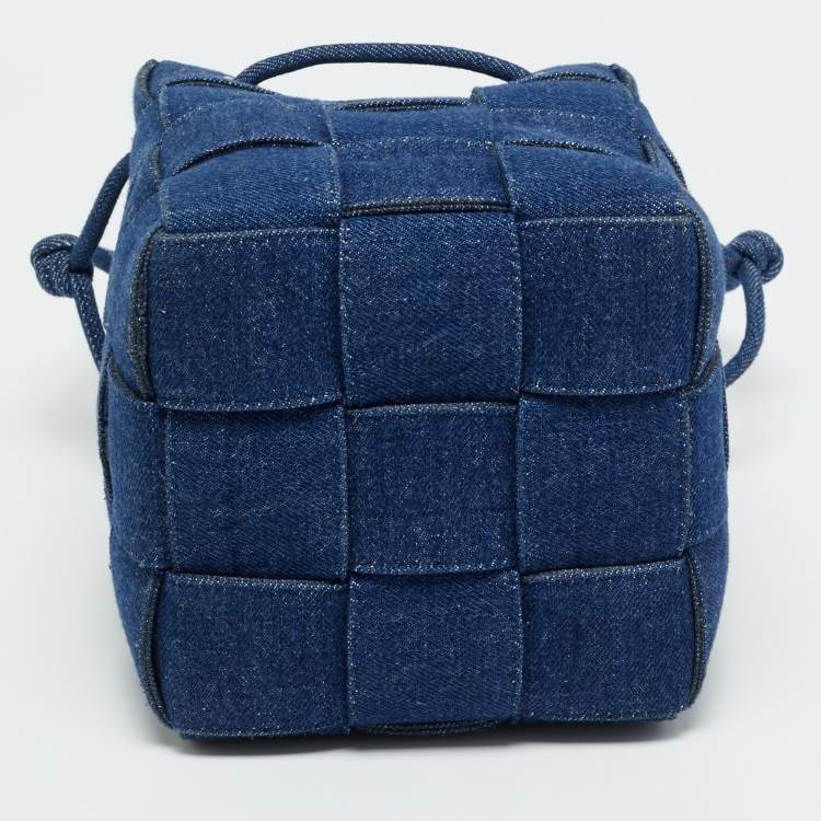 Pre Owned Bottega Veneta Cassette Small Blue Denim Bucket Bag