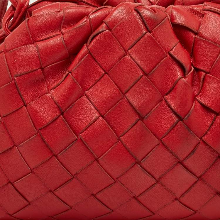 Pre Owned Bottega Veneta Red Intrecciato leather Mini The Pouch Bag