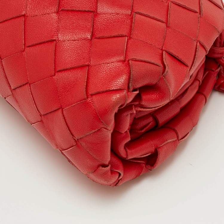 Pre Owned Bottega Veneta Red Intrecciato leather Mini The Pouch Bag