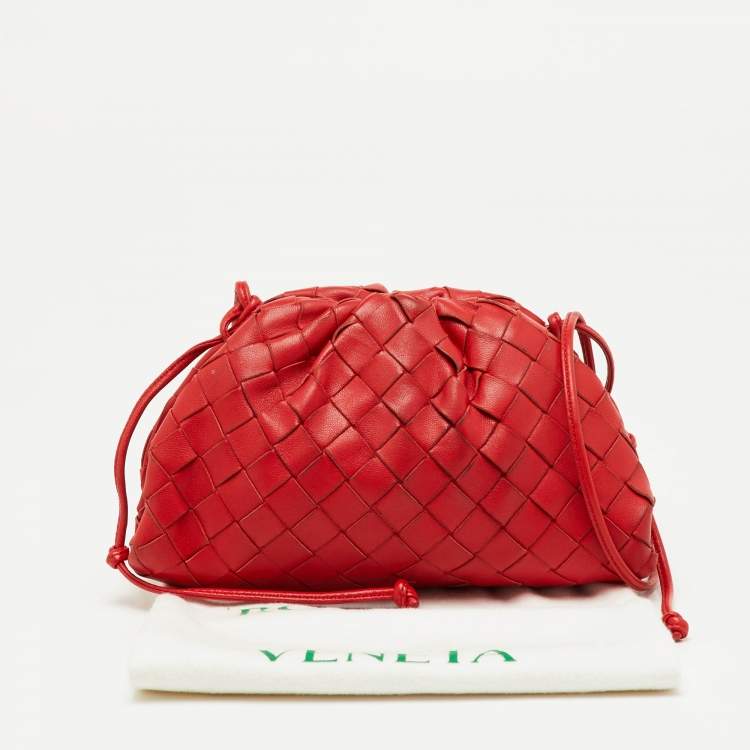 Pre Owned Bottega Veneta Red Intrecciato leather Mini The Pouch Bag