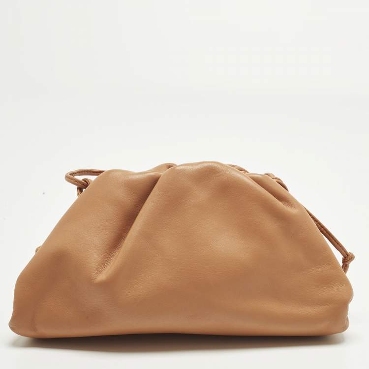 Pre Owned Bottega Veneta The Pouch Mini Brown Leather Clutch Bag