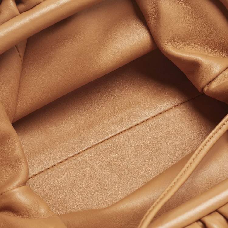 Pre Owned Bottega Veneta The Pouch Mini Brown Leather Clutch Bag