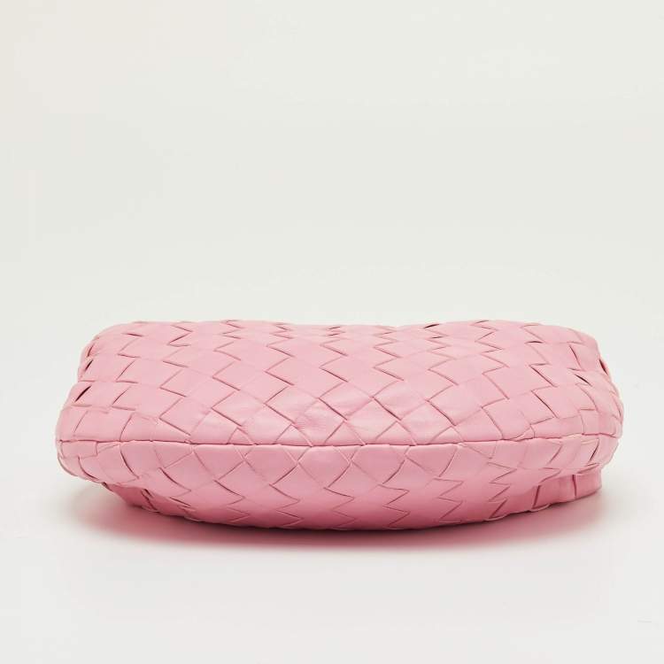 Pre Owned Bottega Veneta Light Pink Intrecciato Leather Mini Knot Jodie Hobo
