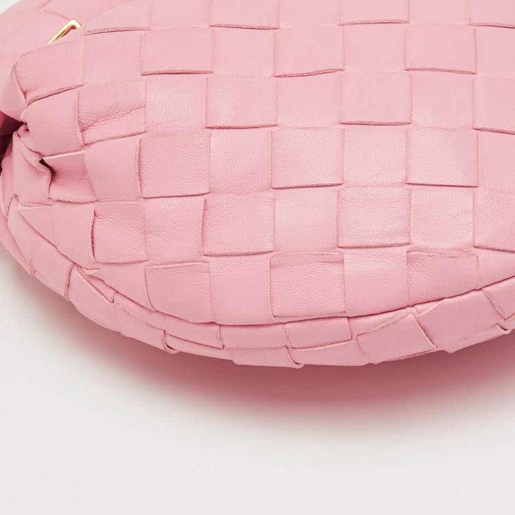 Pre Owned Bottega Veneta Light Pink Intrecciato Leather Mini Knot Jodie Hobo