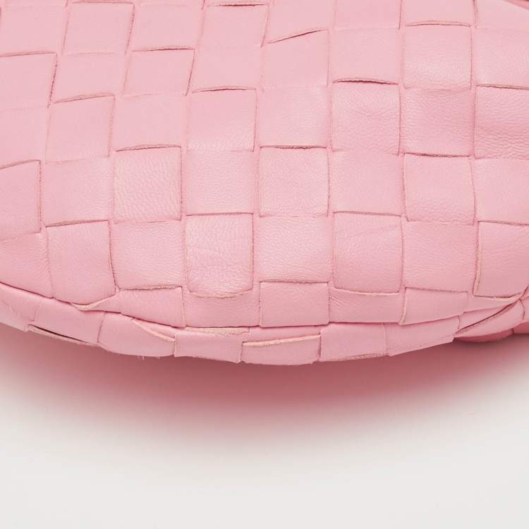 Pre Owned Bottega Veneta Light Pink Intrecciato Leather Mini Knot Jodie Hobo