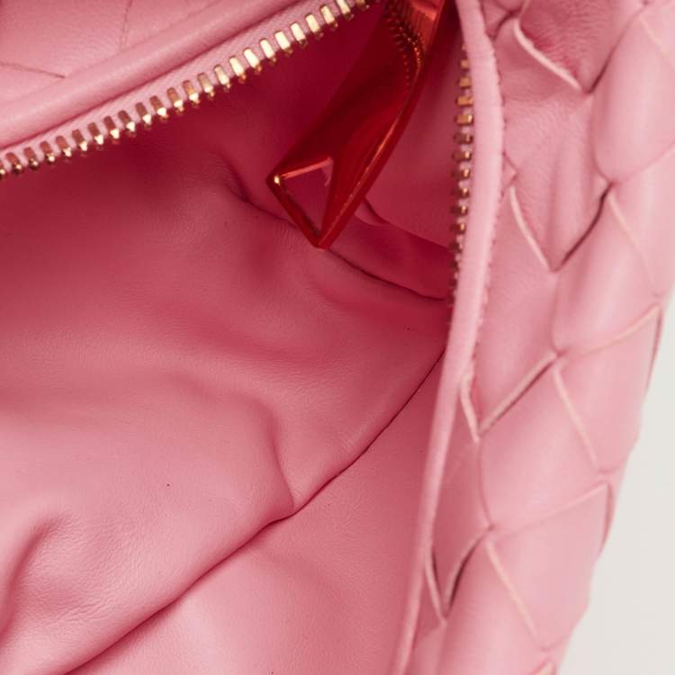 Pre Owned Bottega Veneta Light Pink Intrecciato Leather Mini Knot Jodie Hobo
