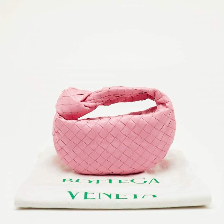 Pre Owned Bottega Veneta Light Pink Intrecciato Leather Mini Knot Jodie Hobo