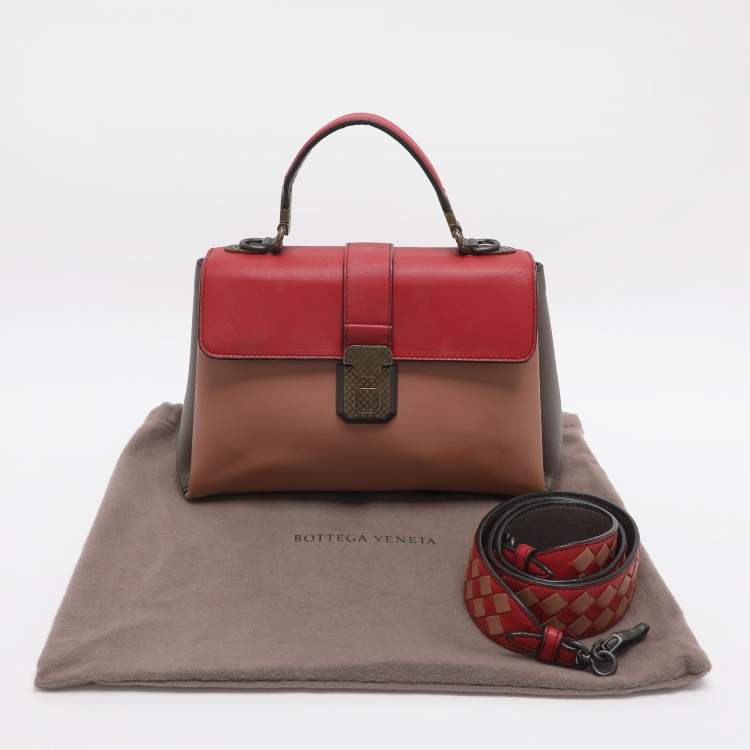 Pre Owned Bottega Veneta Piazza Small Multicolor Leather Top Handle Bag