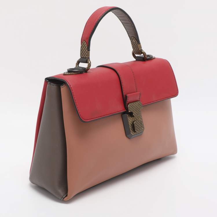 Pre Owned Bottega Veneta Piazza Small Multicolor Leather Top Handle Bag