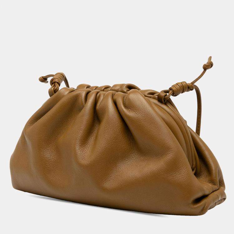 Pre Owned Bottega Veneta Brown Lambskin The Mini Pouch Crossbody