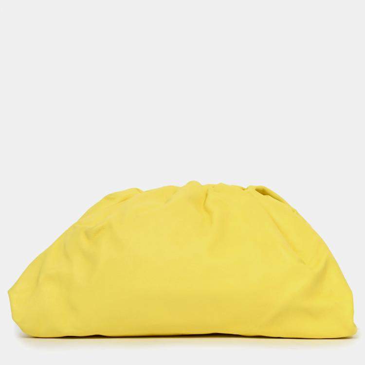 Pre Owned Bottega Veneta Yellow Leather Large Classic Pouch