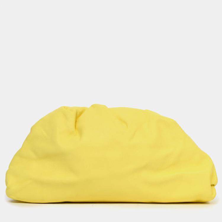 Pre Owned Bottega Veneta Yellow Leather Large Classic Pouch