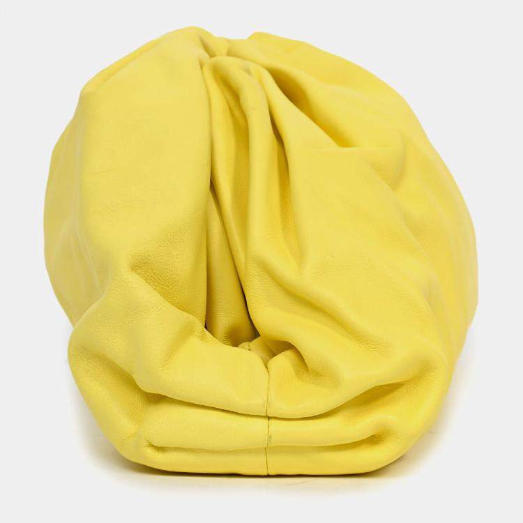 Pre Owned Bottega Veneta Yellow Leather Large Classic Pouch