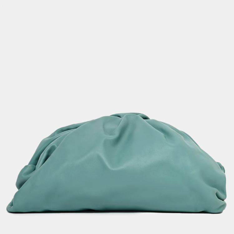Pre Owned Bottega Veneta Teal Leather Large Classic Pouch