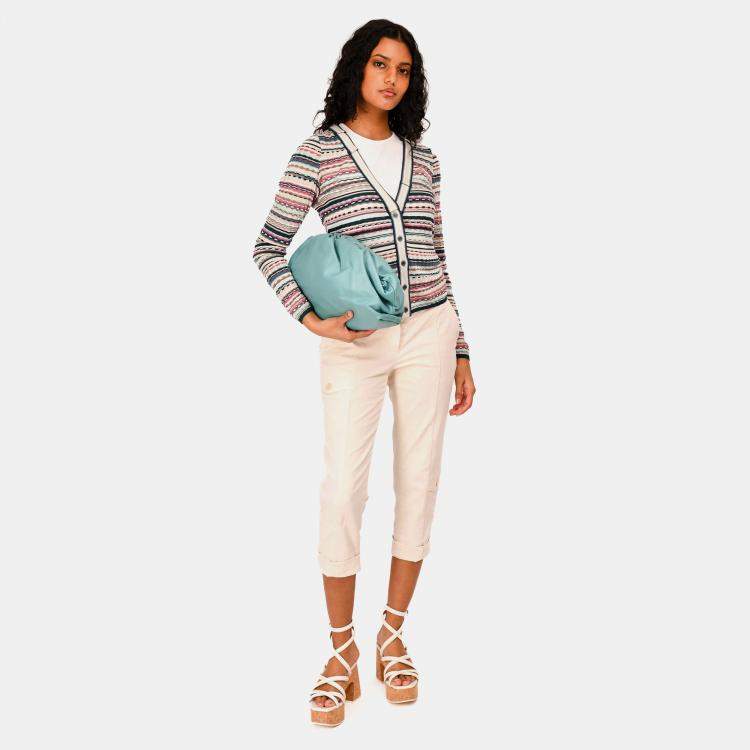 Pre Owned Bottega Veneta Teal Leather Large Classic Pouch