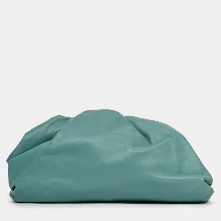 Pre Owned Bottega Veneta Teal Leather Large Classic Pouch