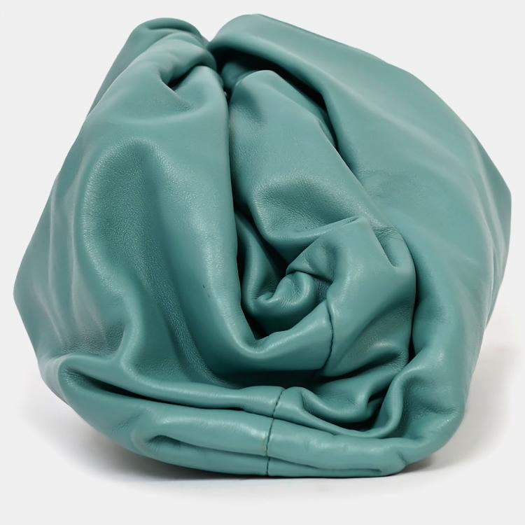 Pre Owned Bottega Veneta Teal Leather Large Classic Pouch