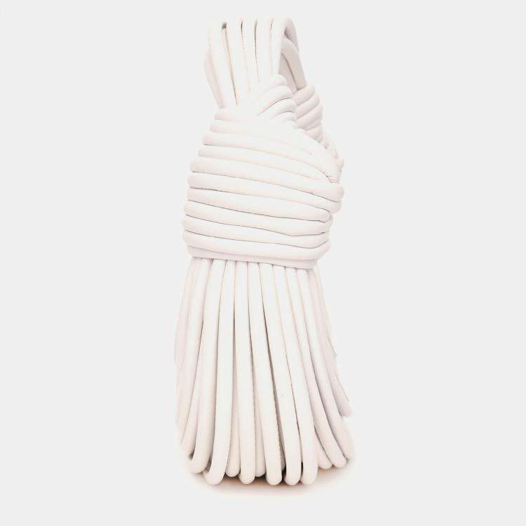 Pre Owned Bottega Veneta White Double Knot Leather Top Handle