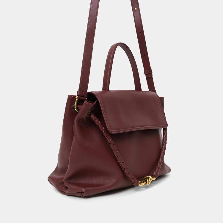 Pre Owned حقيبة بوتيغا فينيتا شياو شياو جلد عنابيه