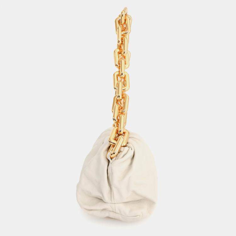 Pre Owned Bottega Veneta White Leather The Chain Pouch Bag