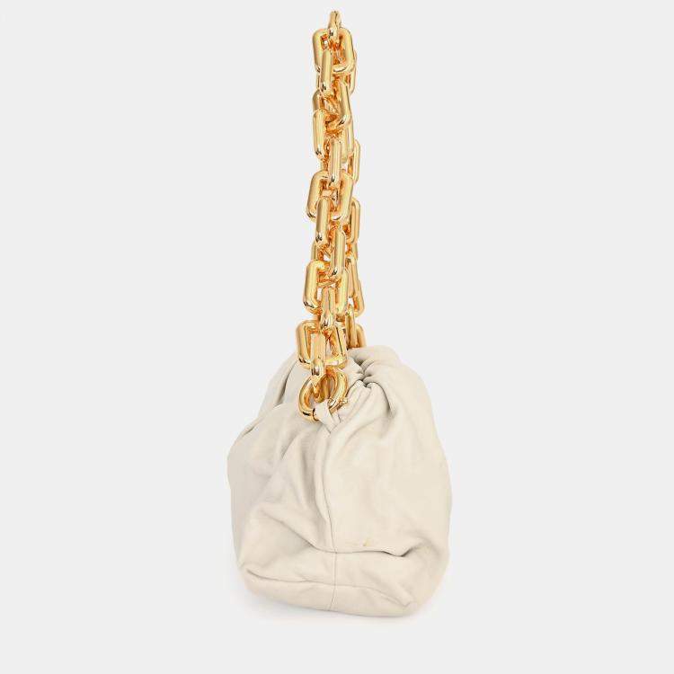Pre Owned Bottega Veneta White Leather The Chain Pouch Bag