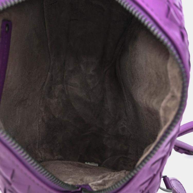 Pre Owned Bottega Veneta Purple Intrecciato Leather Camera Crossbody Bag