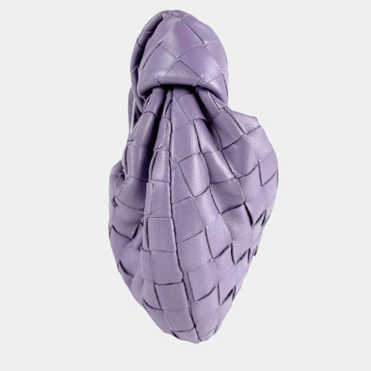 Pre Owned Bottega Veneta Mini Jodie Intrecciato Leather Handbag In Purple