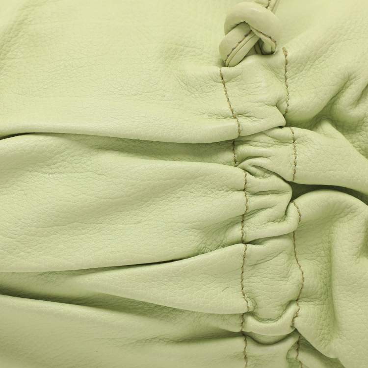 Pre Owned Bottega Veneta Green Leather Satchel
