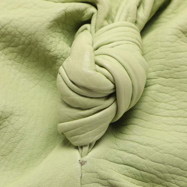 Pre Owned Bottega Veneta Green Leather Satchel