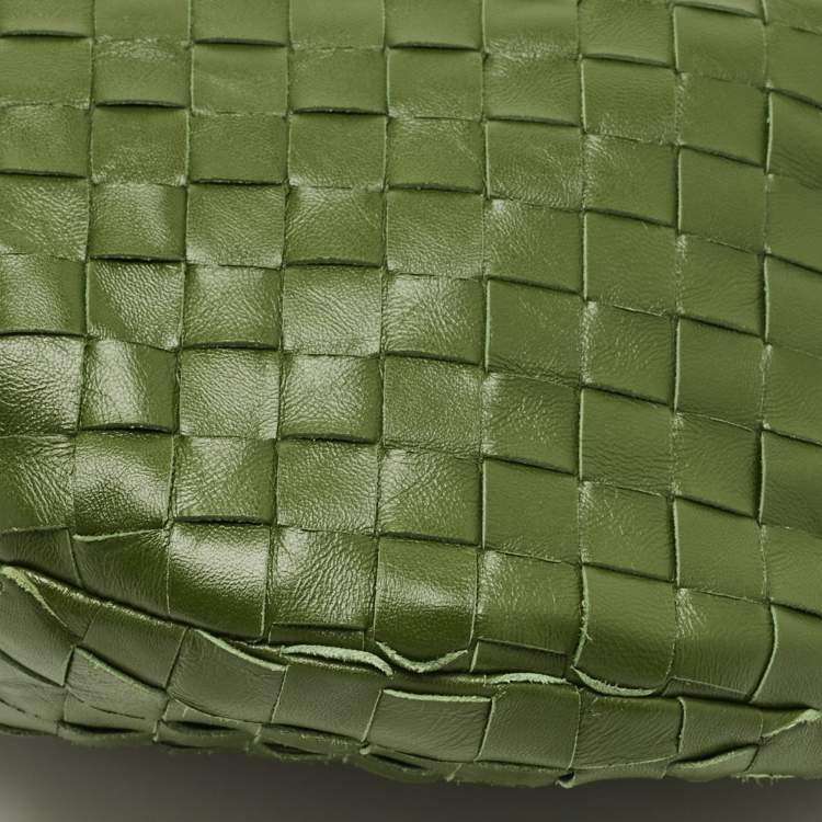 Pre Owned Bottega Veneta Jodie Small Olive Green Intrecciato Leather Hobo