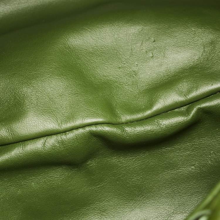 Pre Owned Bottega Veneta Jodie Small Olive Green Intrecciato Leather Hobo