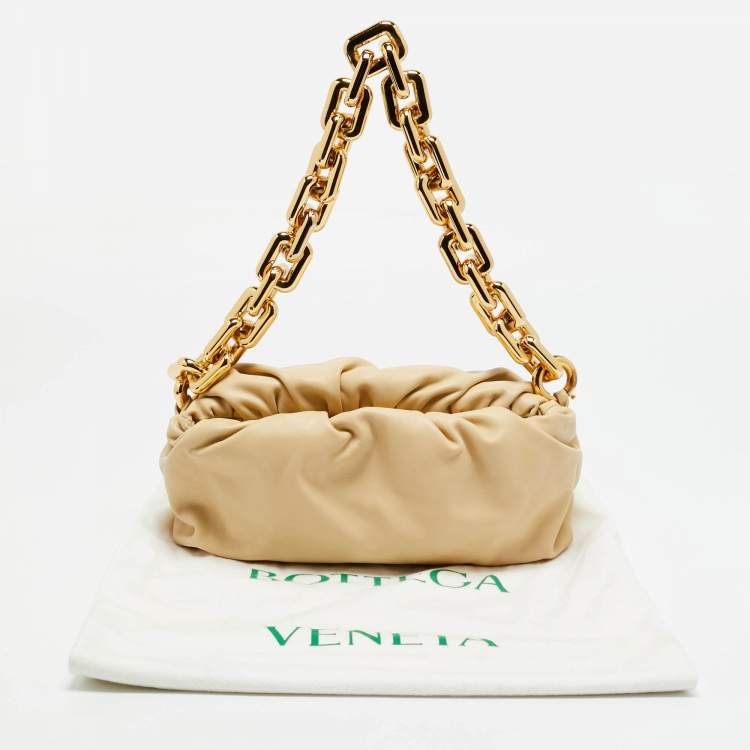 Pre Owned Bottega Veneta The Chain Pouch Beige Leather Bag