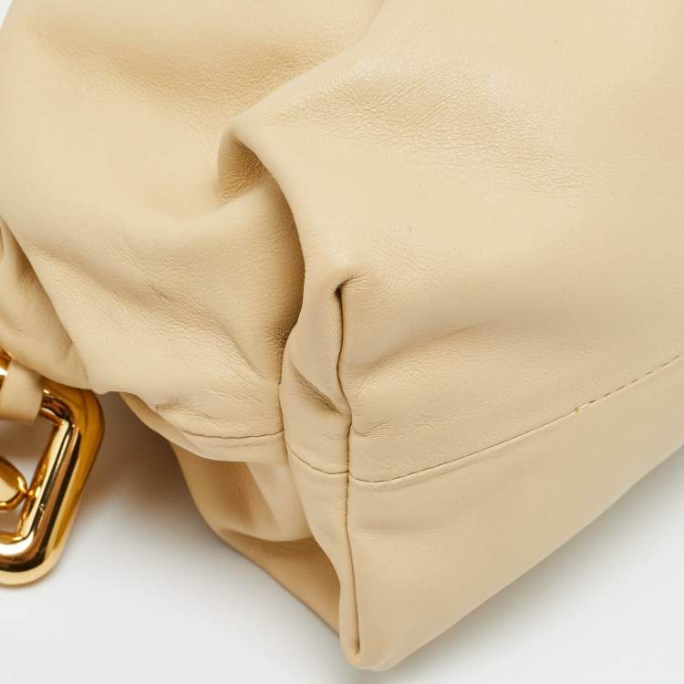 Pre Owned Bottega Veneta The Chain Pouch Beige Leather Bag