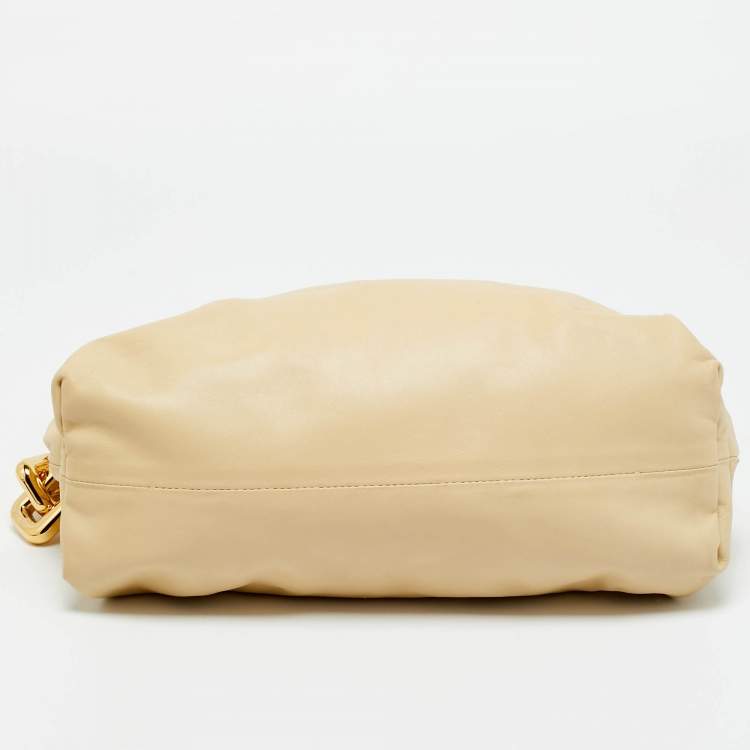 Pre Owned Bottega Veneta The Chain Pouch Beige Leather Bag