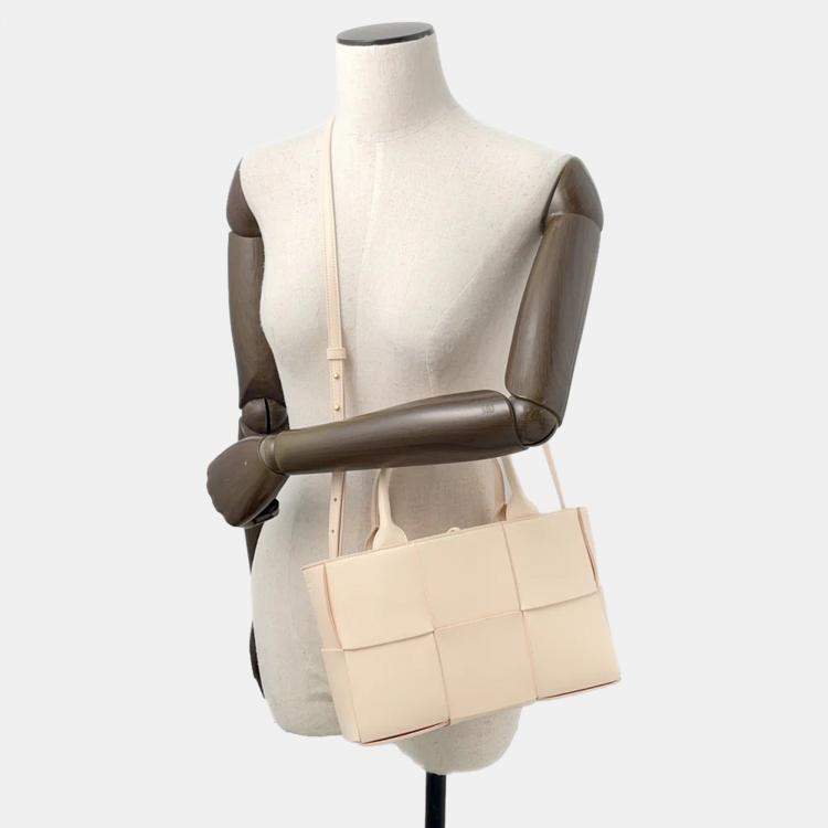Pre Owned Bottega Veneta Intrecciato Arco 2Way A Tote Bag Macaron Lambskin Size Mini