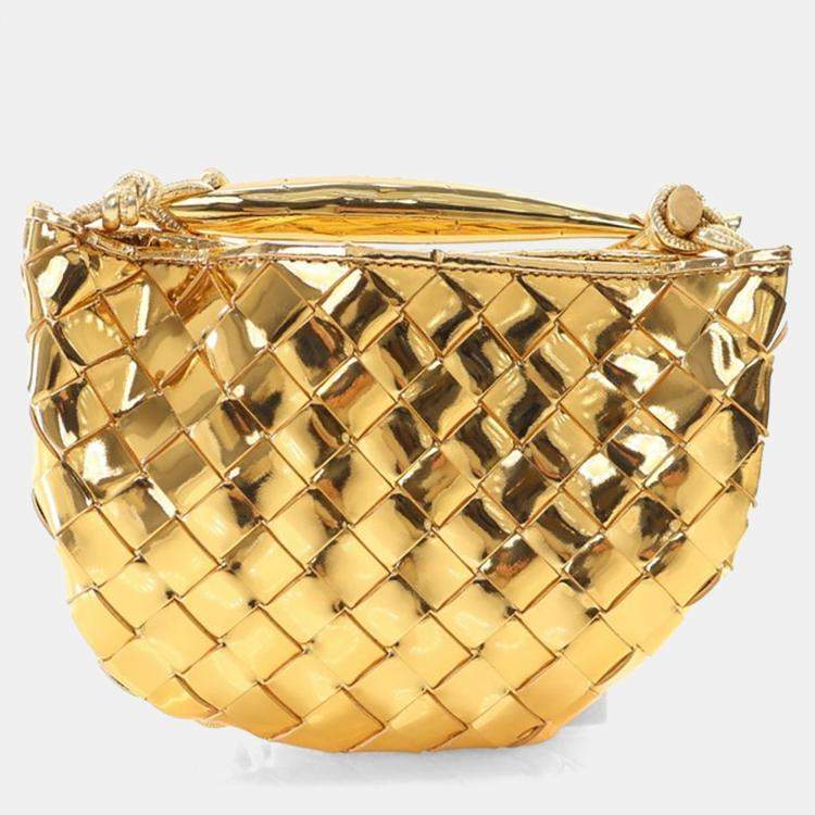 Pre Owned Bottega Veneta Mini Gold Leather Sardine