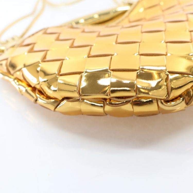 Pre Owned Bottega Veneta Mini Gold Leather Sardine