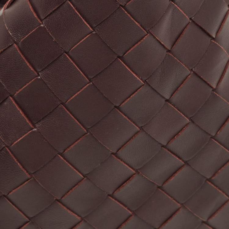 Pre Owned Bottega Veneta BV Twist Dark Burgundy Intrecciato Leather Clutch