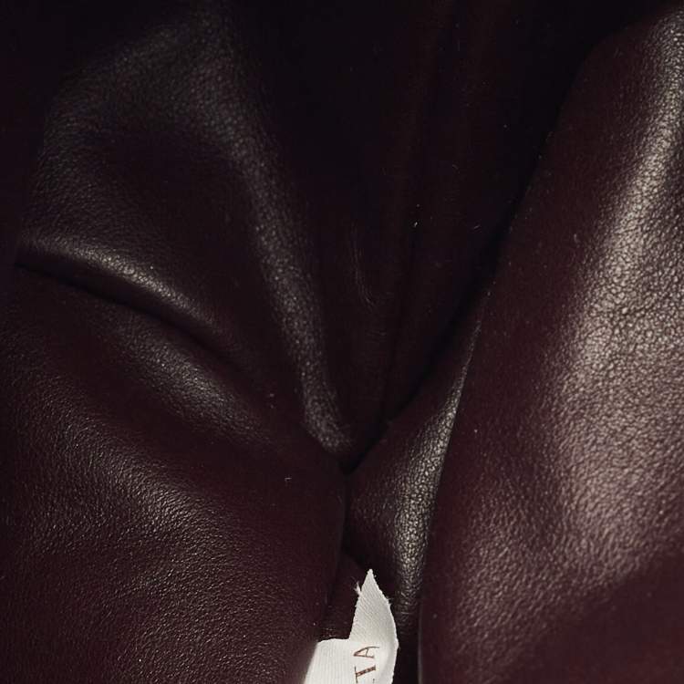 Pre Owned Bottega Veneta BV Twist Dark Burgundy Intrecciato Leather Clutch
