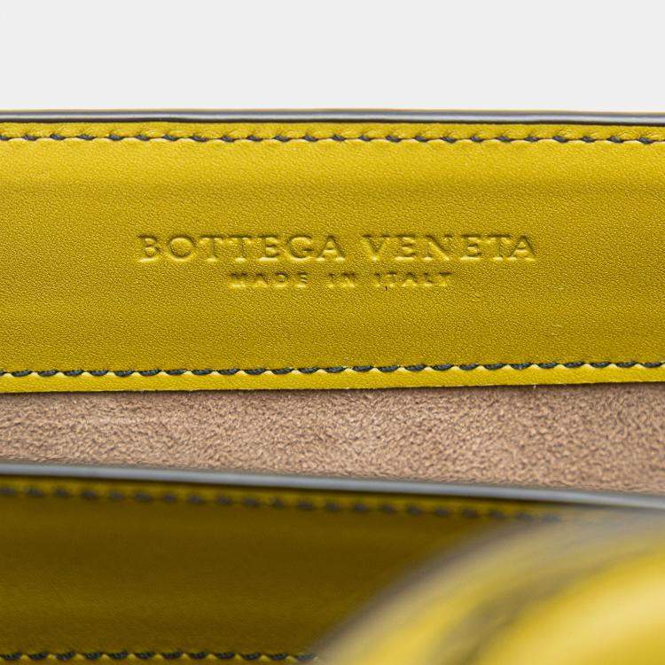 Pre Owned Bottega Veneta Brown Yellow Bicolor Leather City Knot Shoulder Bag