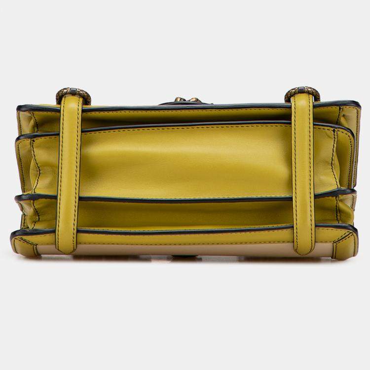 Pre Owned Bottega Veneta Brown Yellow Bicolor Leather City Knot Shoulder Bag