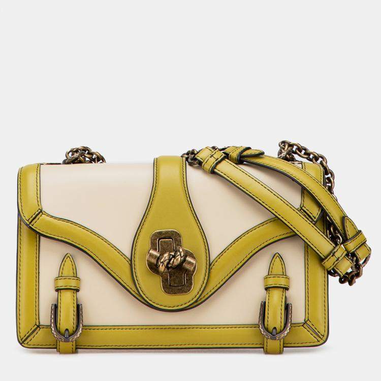 Pre Owned Bottega Veneta Brown Yellow Bicolor Leather City Knot Shoulder Bag