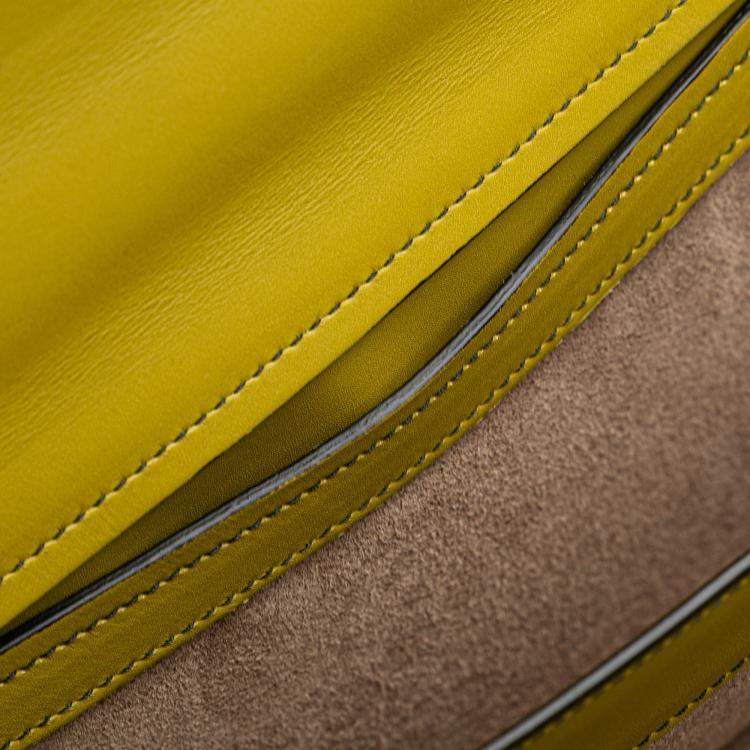 Pre Owned Bottega Veneta Brown Yellow Bicolor Leather City Knot Shoulder Bag