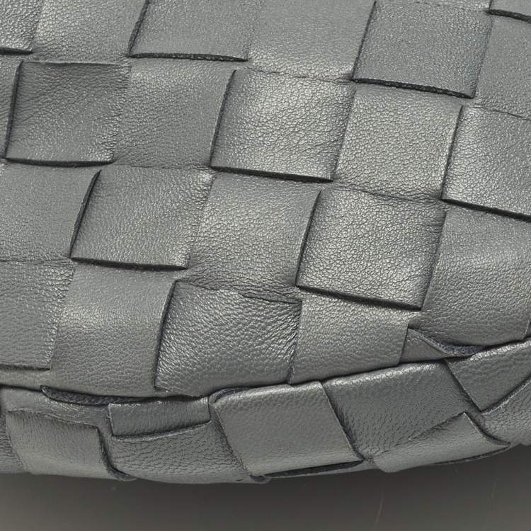 Pre Owned Bottega Veneta Jodie Mini Grey Intrecciato Leather Hobo