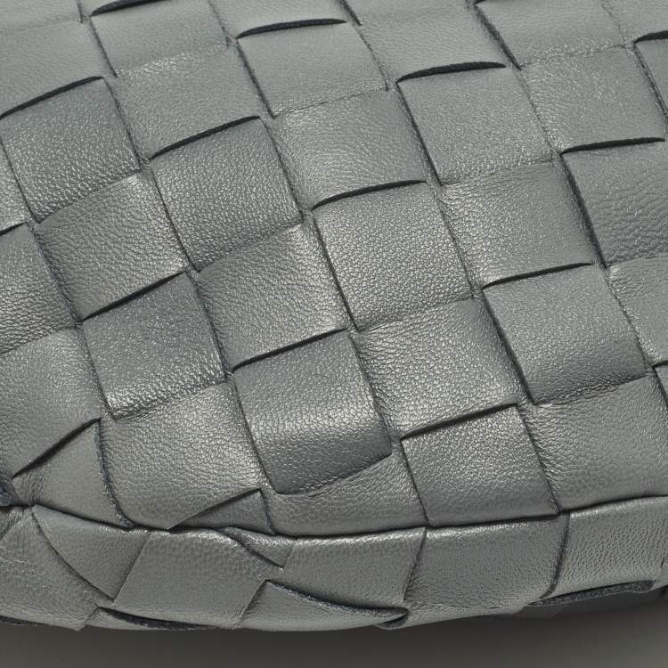 Pre Owned Bottega Veneta Jodie Mini Grey Intrecciato Leather Hobo