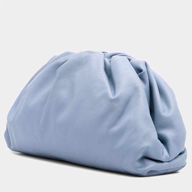 Pre Owned Bottega Veneta Blue Lambskin The Pouch