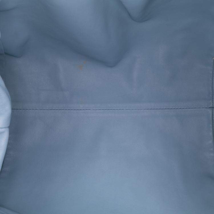Pre Owned Bottega Veneta Blue Lambskin The Pouch