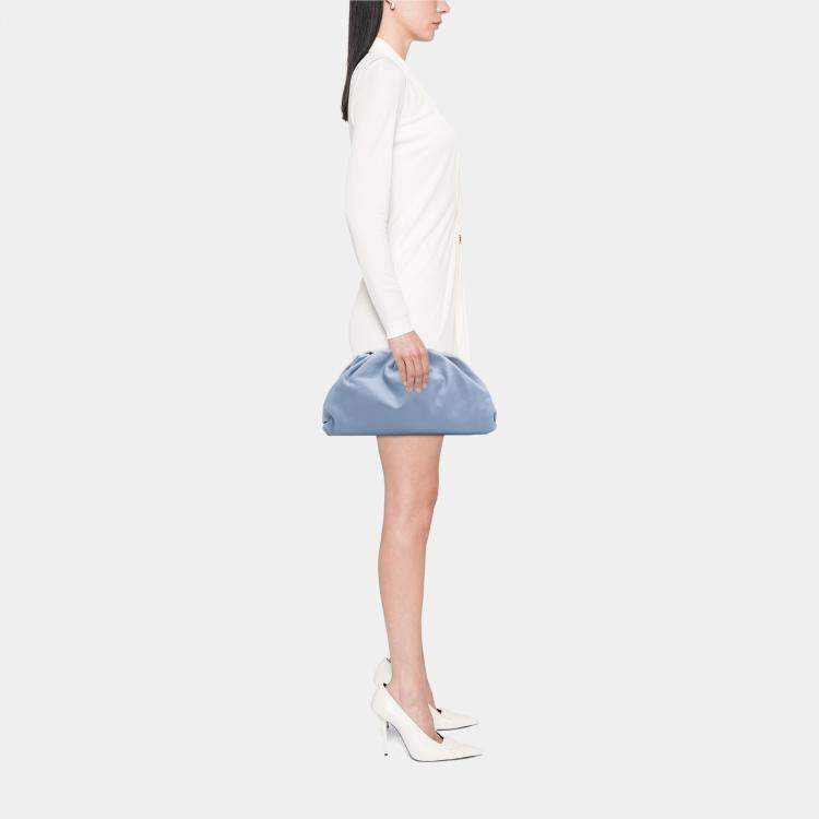 Pre Owned Bottega Veneta Blue Lambskin The Pouch