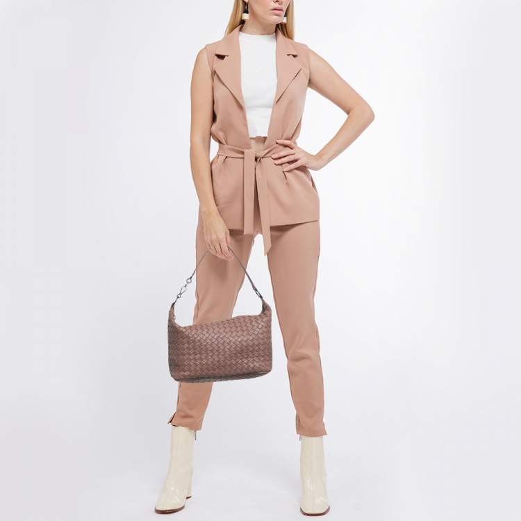 Pre Owned Bottega Veneta Old Rose Intrecciato Leather Shoulder Bag