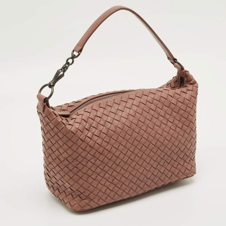 Pre Owned Bottega Veneta Old Rose Intrecciato Leather Shoulder Bag